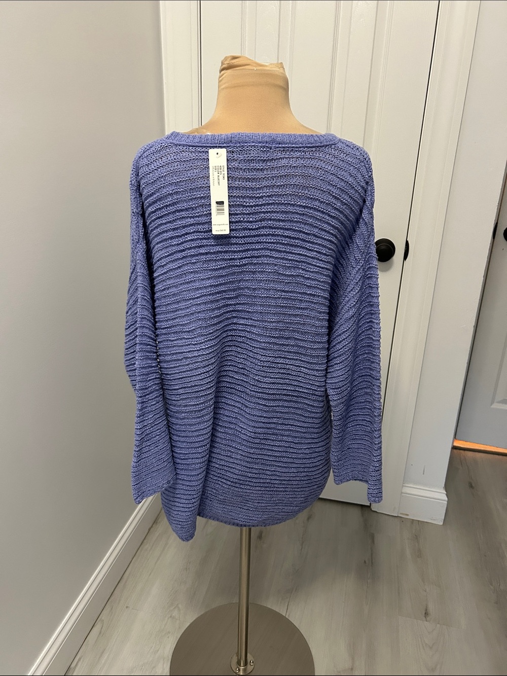 August Silk Blue Oversized Ribbed Sweater - Picture 3 of 9
